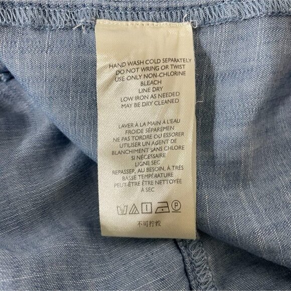 Pilcro Size 12  Top Blouse Button Down Fringe Boho Long Sleeve Denim - Picture 9 of 10